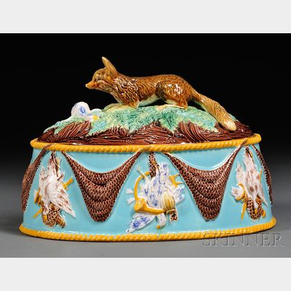 George Jones Majolica Game Pie Dish and Cover