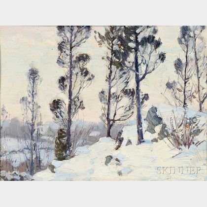American School, Late 19th/Early 20th Century Winter Landscape, New England