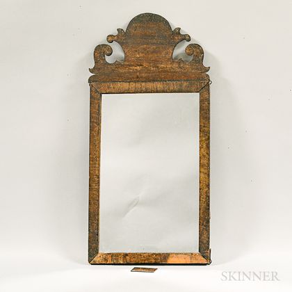 Small Queen Anne Walnut Veneer Mirror