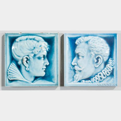 Two American Encaustic Tile Co. Portrait Tiles 