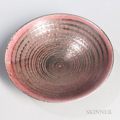 Makoto Yabe (1947-2005) Platinum-decorated Pottery Bowl 
