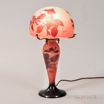 Emile Galle Cameo Glass Table Lamp 