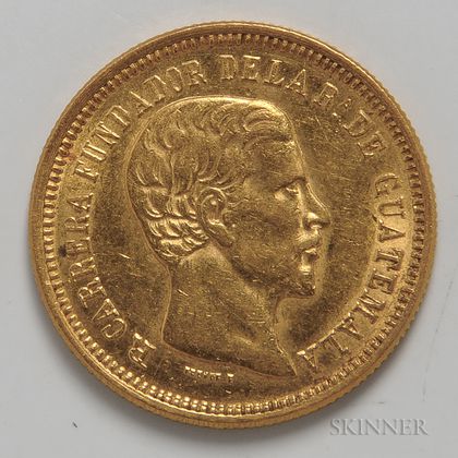 1869 Guatemalan 5 Pesos Gold Coin