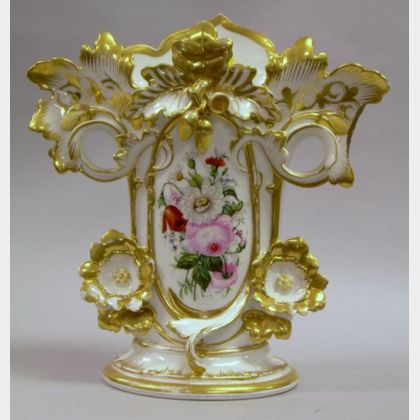 Large Paris Porcelain Hand-painted Floral Decorated Vase