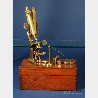 Large William Hooper Binocular Microscope with Presentation Engraving