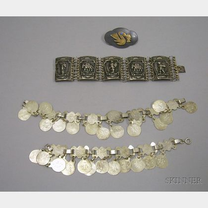 Three Pieces of Peruvian Silver Jewelry