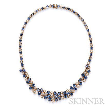 Sold at auction Sapphire and Diamond Necklace, Oscar Heyman Auction ...