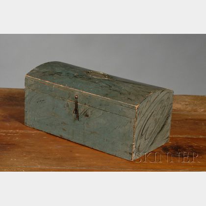 Blue Paint-decorated Dome-top Pine Box