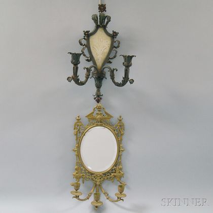Two Mirrored Metal Candle Sconces