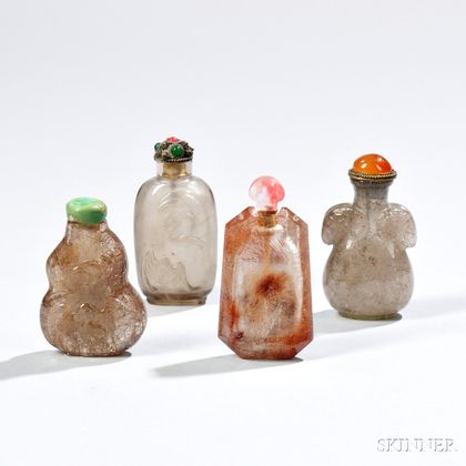 Four Crystal Snuff Bottles