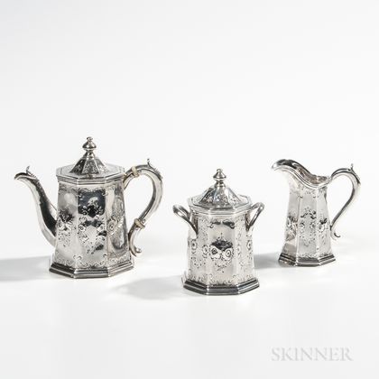 Three-piece William Gale Sterling Silver Tea Service