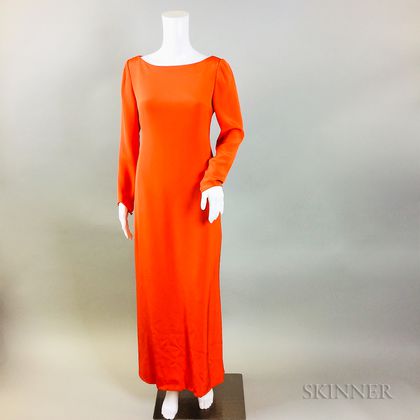 Oscar de la Renta Orange Silk Gown