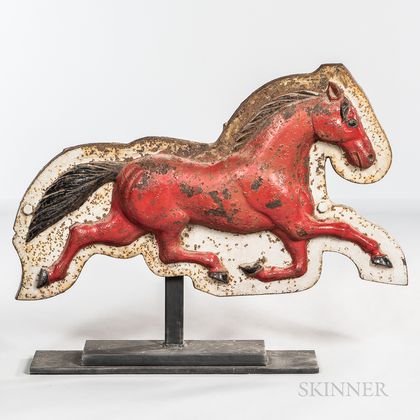 Paint-decorated Cast Iron Trotting Horse Weathervane Mold