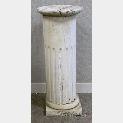 White-painted Wooden Fluted Plinth. 