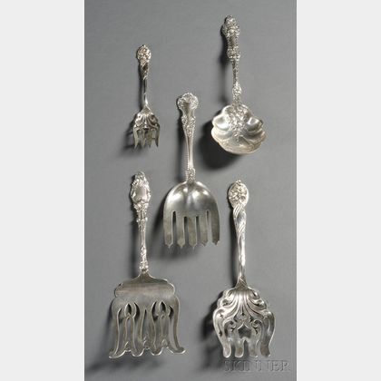Five American Sterling Serving Pieces