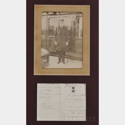 Gelatin Silver Print of Grand Duke Michael Alexandrovich and an Autographed Letter