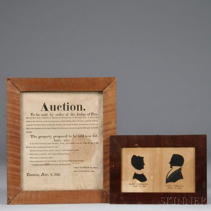 Auction Broadside and Double Silhouette Portraits