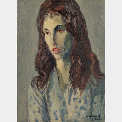 Raphael Soyer (American, 1899-1987) Head of a Girl in Blue