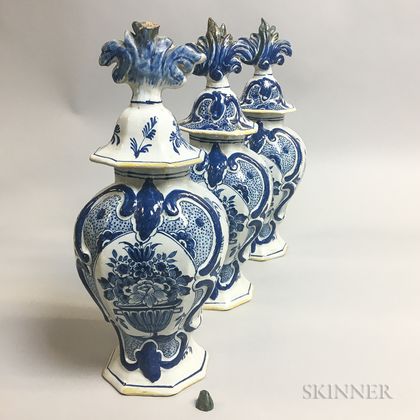 Three-piece Delft Ceramic Garniture
