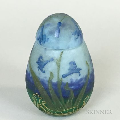 Small Daum Cameo Glass Egg-form Jar