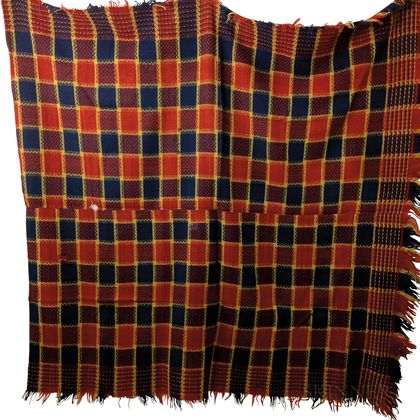 Two Three-color Homespun Wool Blankets. Estimate $100-200
