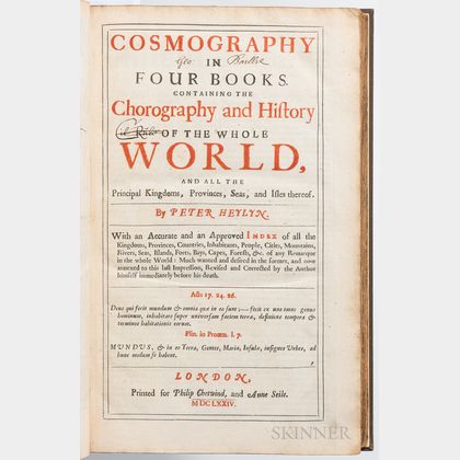 Heylyn, Peter (1599-1662) Cosmography in Four Books Containing the Chorography and History of the Whole World and All the Principal Kin