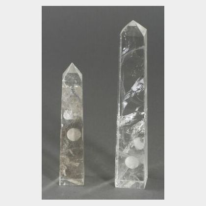 Two Rock Crystal Obelisks