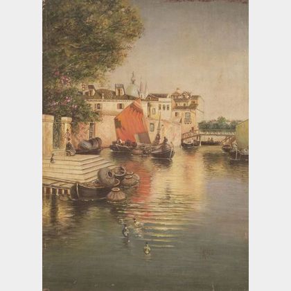 Manner of Martin Rico y Ortega (Spanish, 1833-1908) Quiet Canal, Venice.