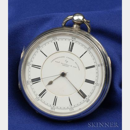 Victorian Sterling Silver Chronograph Centre Seconds Open Face Pocket Watch