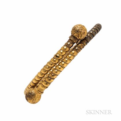 Antique Etruscan Revival Gold Bypass Bracelet