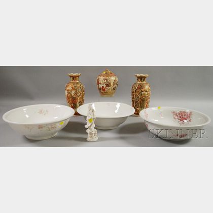 Four Asian Ceramic Items and Three Chamber Basins
