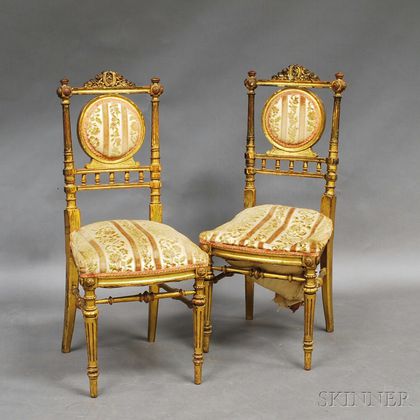 Pair of Louis XVI-style Giltwood Side Chairs