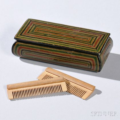 Small Painted-decorated Comb Box