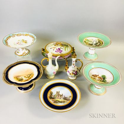 Nine Hand-painted Porcelain Items