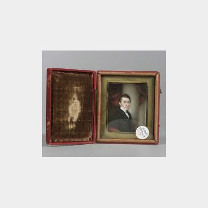 American School, Early 19th Century Miniature Portrait of a Young Gentleman.