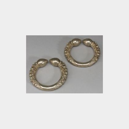 Pair of Silver Repousse Bracelets