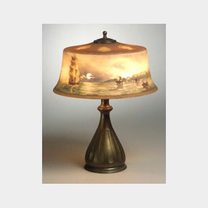 Pairpoint New Bedford Harbor Reverse-Painted Table Lamp
