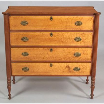 Federal Cherry and Bird&#39;s-eye Maple Chest of Drawers