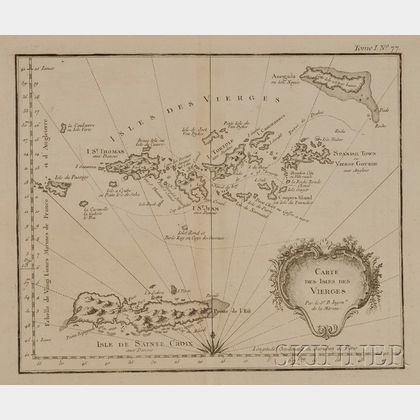 French Engraved Map of The Virgin Islands