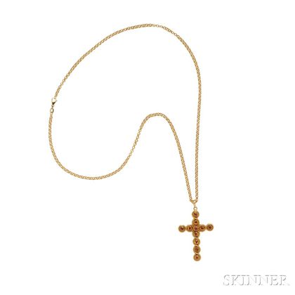 Antique 14kt Gold and Citrine Cross
