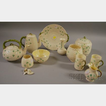 Eleven Pieces of Belleek Porcelain Tea and Tableware