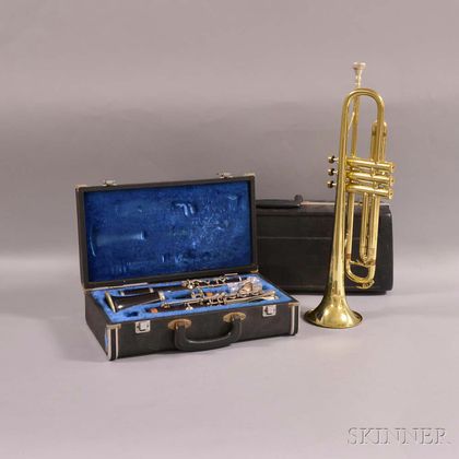 Cased Evette Clarinet and a Majestic Trumpet. Estimate $50-100