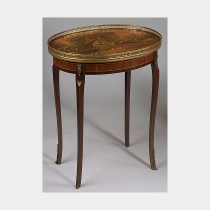 Louis XV/XVI Style Painted and Brass Mounted Oval Side Table
