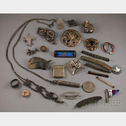 Assorted Group of Sterling Silver and Brass Jewelry Items