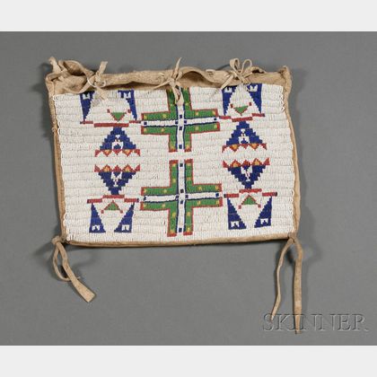 Central Plains Beaded Hide and Cloth Possible Bag