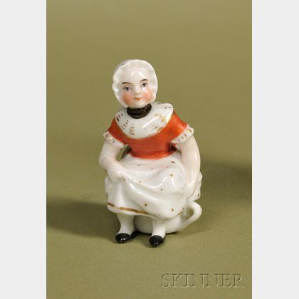 Porcelain Bottle Formed as a Lady on a Chamber Pot