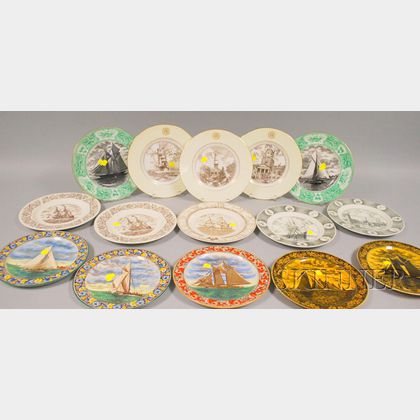 Fifteen Wedgwood Sailing Ship-decorated Ceramic Plates
