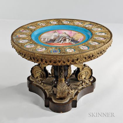 Sevres-style Gilt-bronze Low Table with Porcelain Plaques