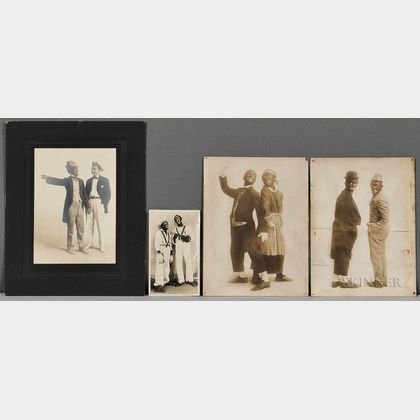 Four Photos of Characters in Blackface. Estimate $150-250