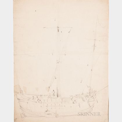 Attributed to Willem van de Velde the Younger (Dutch, 1633-1707) Sketch of a Fishing Vessel